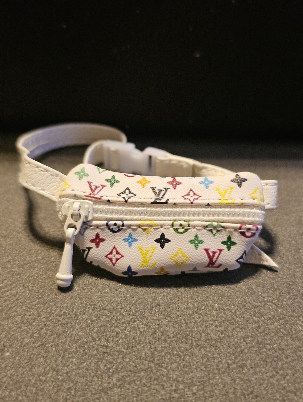 Limited White Multicolored Monogram Belt Bag For Labubu